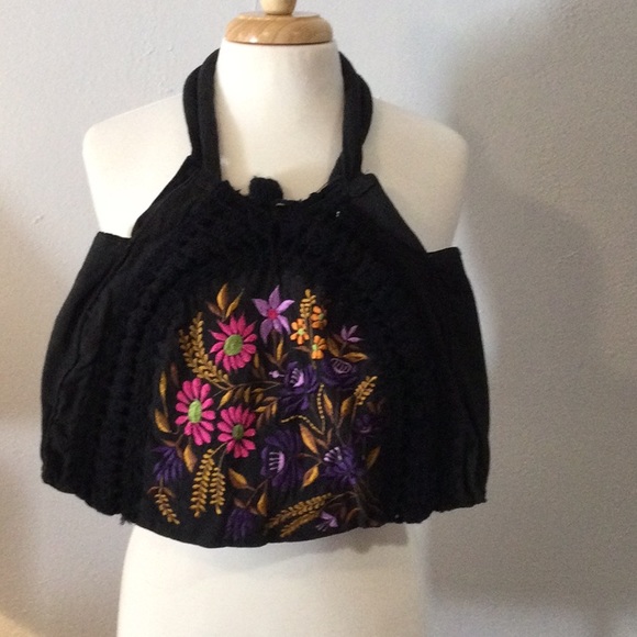 Hobo Black Floral Shoulder/Crossbody Bag - Picture 9 of 9